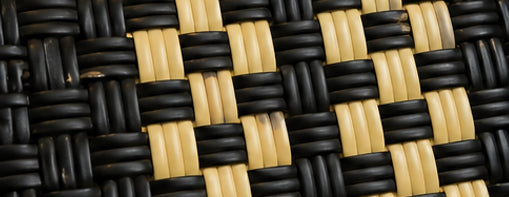 Close-up of the Cookies & Cream Gala Bag woven pattern using 100% recycled plastic.