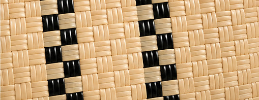 Close-up of the Driftwood Gala Bag woven pattern with black and beige colors