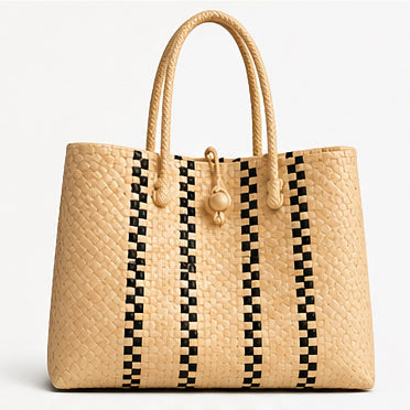Driftwood Gala Bag – Soft neutral tones with subtle striping capture the calm, weathered beauty of coastal shores. Light, natural, and effortlessly timeless.