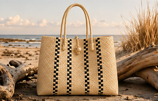 Driftwood Gala Bag - Soft neutral tones with subtle striping capture the calm, weathered beauty of coastal shores. Light, natural, and effortlessly timeless.
